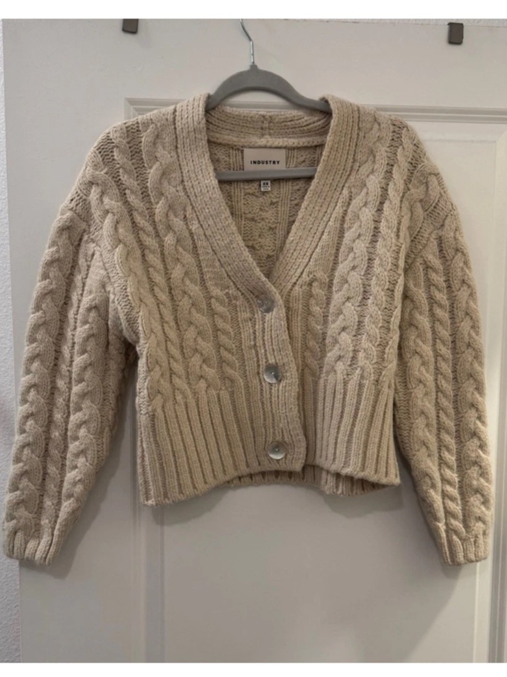 INDUSTRY Women's Cream Cable Knit Cardigan Sweater XS